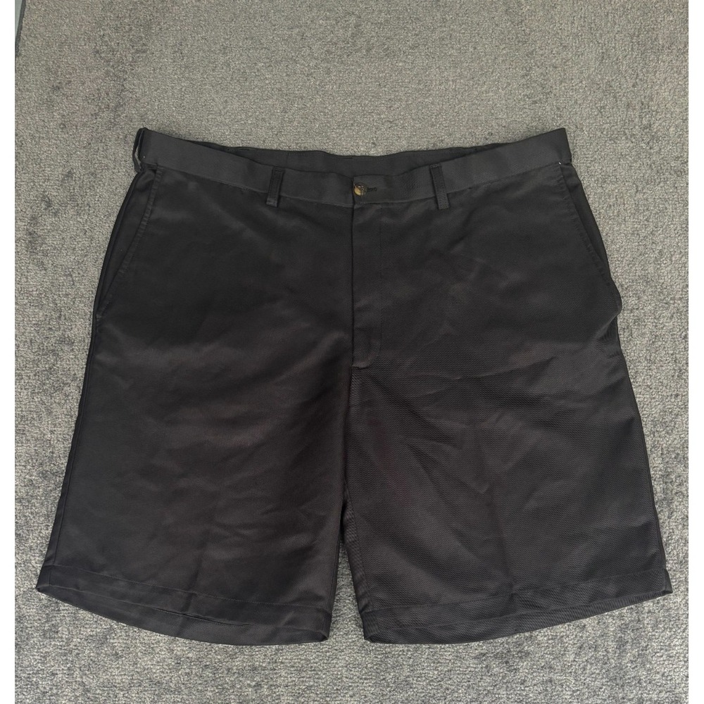 Haggar Cool 18 Pro Mens Short Size 38 Black Polyester Belt Loops Pockets Zip Fly